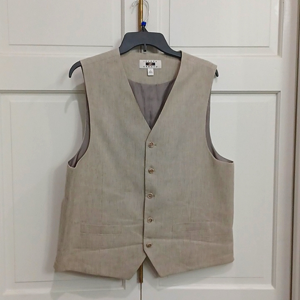 Men's Warehouse Joseph Abboud Large tan suit vest.